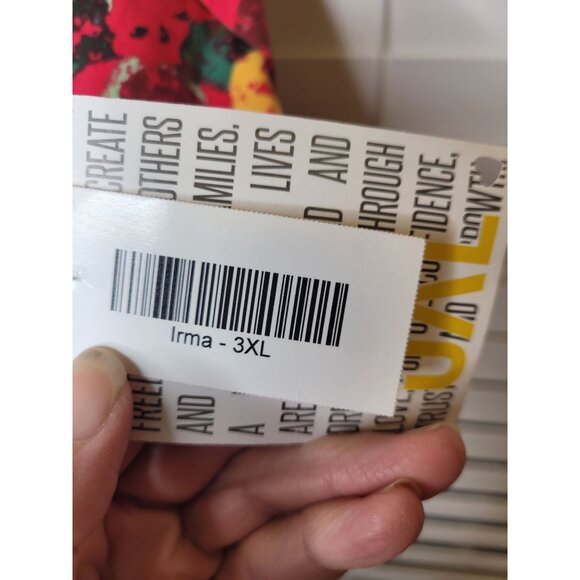 LuLaRoe Irma Tunic 3XL Red Multicolor Abstract Colorblock NWT Resort wrinkle fre - Picture 6 of 6